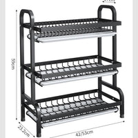 Multi-layer Dish Drying Rack with Drainboard for Kitchen Countertop