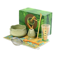 Japanese Matcha Tea Ceremony Set - 5-Piece Kiln Glazed Kit with Whisk Stand and Bowl