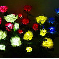 Solar Rose Flower LED Garden Decorative Lights Outdoor Waterproof for Yard Park Villa Lawn