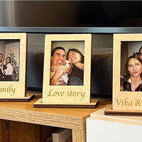 Mini Wooden Laser Engraved Photo Frame for Desktop Display