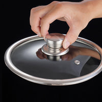 Universal Tempered Glass Pot Lid with Stainless Steel Rim and Stand-Up Handle