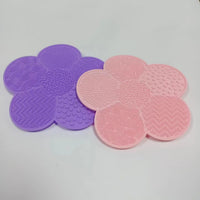 Silicone Makeup Brush Cleaning Mat with Suction Cup, Flower Design Scrubber Tool