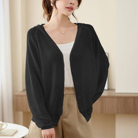 Women's Hooded Knit Cardigan, Lightweight Summer Cover-Up, Loose Fit