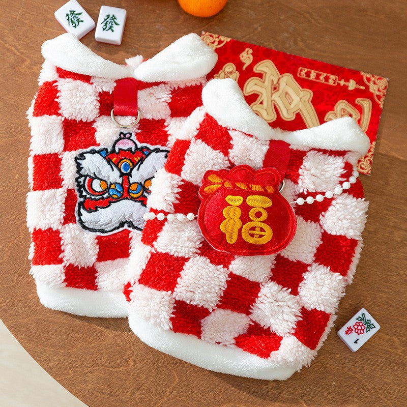 Pet Chinese New Year Tang Suit Padded Cotton Coat for Small Dogs & Cats