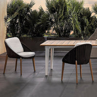 Outdoor Wicker Rattan Sofa Set with Teak Wood Frame for Patio Garden Villa Hotel