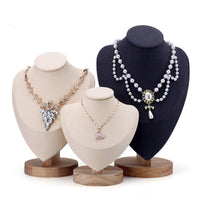 Velvet Solid Wood Mannequin Necklace Display Stand for Jewelry Counter