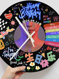 DIY Graffiti Vinyl Record Wall Clock Creative Living Room Decor Birthday Gift