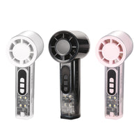 Portable USB Rechargeable Handheld Fan with Digital Display, Ice Compress Cooling, and Night Light