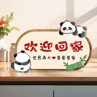Lucky Cat Welcome Home Entrance Decor Crystal Porcelain Painting