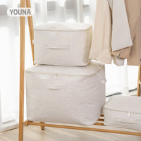 Tianshan Cotton Linen Foldable Storage Bag with Frame, Thickened Waterproof Clothes Organizer