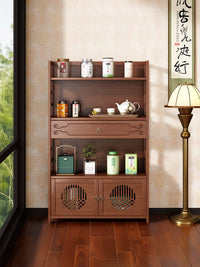 New Chinese Solid Wood Display Shelf Multi-layer Storage Cabinet for Living Room Teahouse