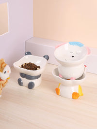 Ceramic Elevated Pet Bowl for Cats and Small Dogs, Neck Protection Food and Water Dish