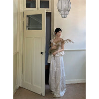 WalkinDark French Holiday Tencel Embroidered Wide-Leg Pants Set with Camisole Top