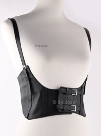 Vintage Dark Lolita Cosplay Suspender Belt Women's Elastic Faux Leather Denim Waistband