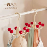 Dopamine Rotating Six-Claw Hook for Hats, Bags, and Towels - Door Back Wardrobe Organizer