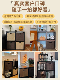 Foldable Woven Storage Basket for Shelves and Cabinets, Rattan-Style Organizer for Snacks, Toys, and Household Items