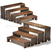 Wooden Tiered Display Shelf for Figurines Blind Boxes Desk Organizer