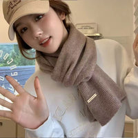 Knitted Winter Scarf for Women, Solid Color Short Neck Warmer