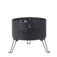 Portable Outdoor Camping Fire Pit with Grill Grate - Round Wood Burning Stove for Heating & Cooking