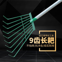1.6m Green Wire Rake for Leaves and Garden Debris with Extended Handle