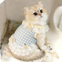 Princess Lace Vest Dress for Cats and Small Dogs, Lightweight Spring/Summer Pet Apparel