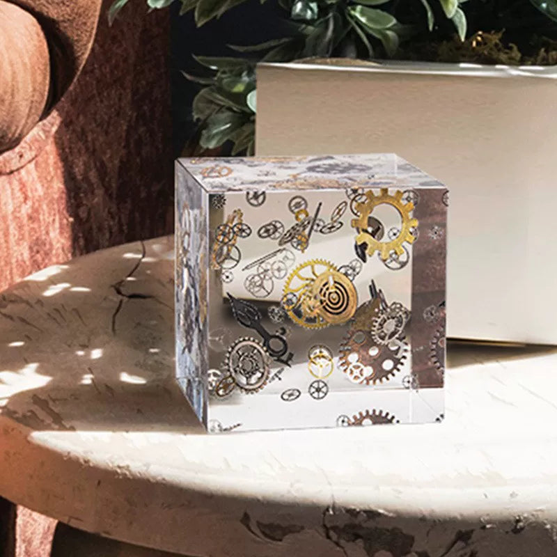 Industrial Style Gear Mechanism Metal Ornament Retro Acrylic Office Desk Decor