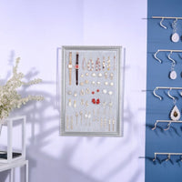 Wall-Mounted Wooden Jewelry Display Frame for Necklaces, Earrings, and Studs