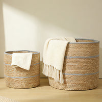 Handwoven Wicker Storage Basket for Desktop, Snacks, and Laundry
