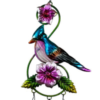 Outdoor Bird Wind Chime Iron Art Craft Glass Painted Garden Yard Decoration Hanging Ornament