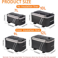 Bicycle Rear Rack Bag with Rain Cover, Large Capacity Bike Trunk Bag, Taillight Hanger