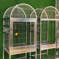 Changyuan 304 Stainless Steel Bird Cage for Parrots, European Style Indoor Aviary with Tempered Glass Front