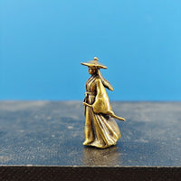 Miniature Brass Female Knight Figurine for Micro Landscape Bonsai Aquascape