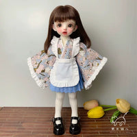 Handmade BJD Kimono Maid Dress Set for 1/6, 1/4 Scale Dolls