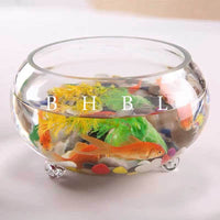 Round Three-Leg Glass Fish Tank Mini Desktop Aquarium for Home Office Decor