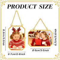3.5x2.5 Inch Brass Hanging Glass Photo Frame for Pressed Flowers and Art