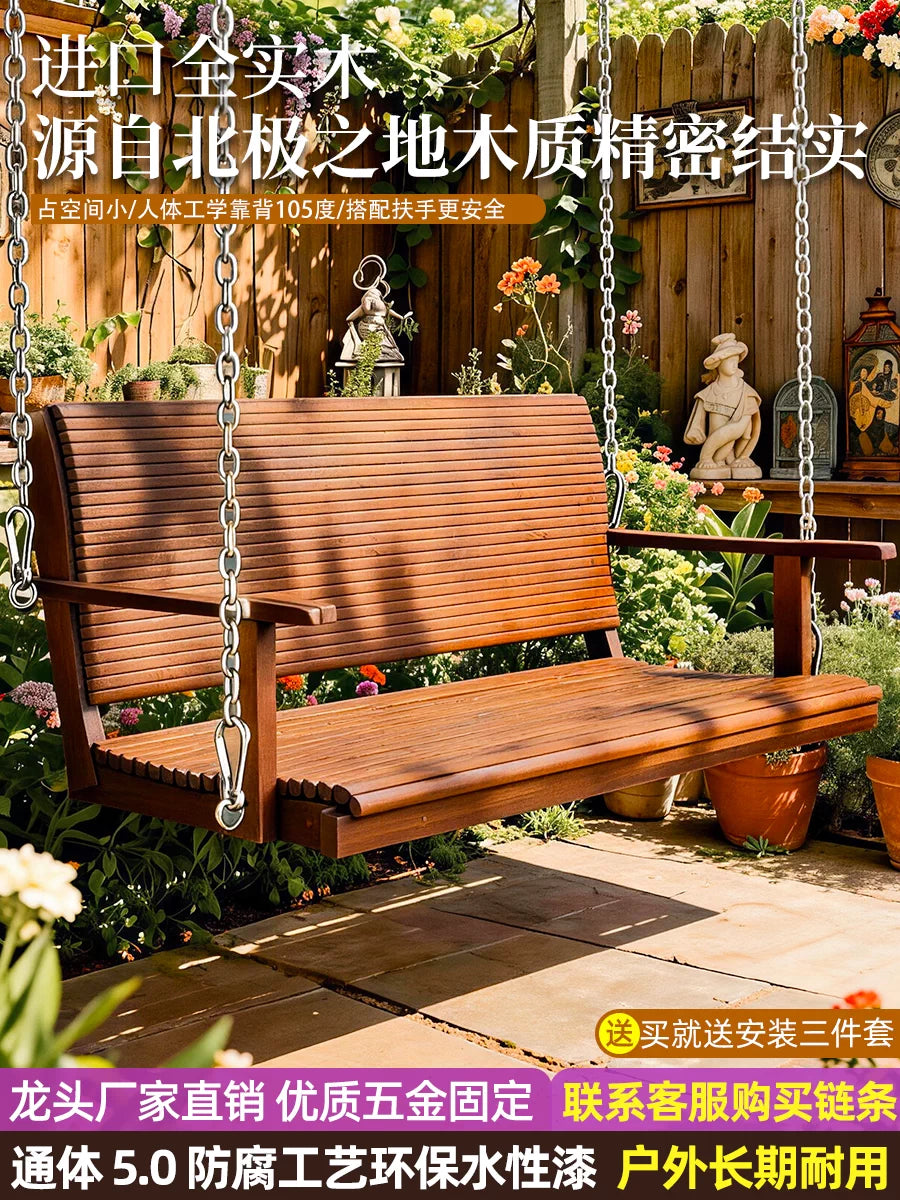 Outdoor Garden Patio Single Swing Chair with Hanging Basket Seat for Kids and Adults