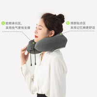 Adjustable Inflatable Memory Foam U-ShShaped Neck Pillow for Travel