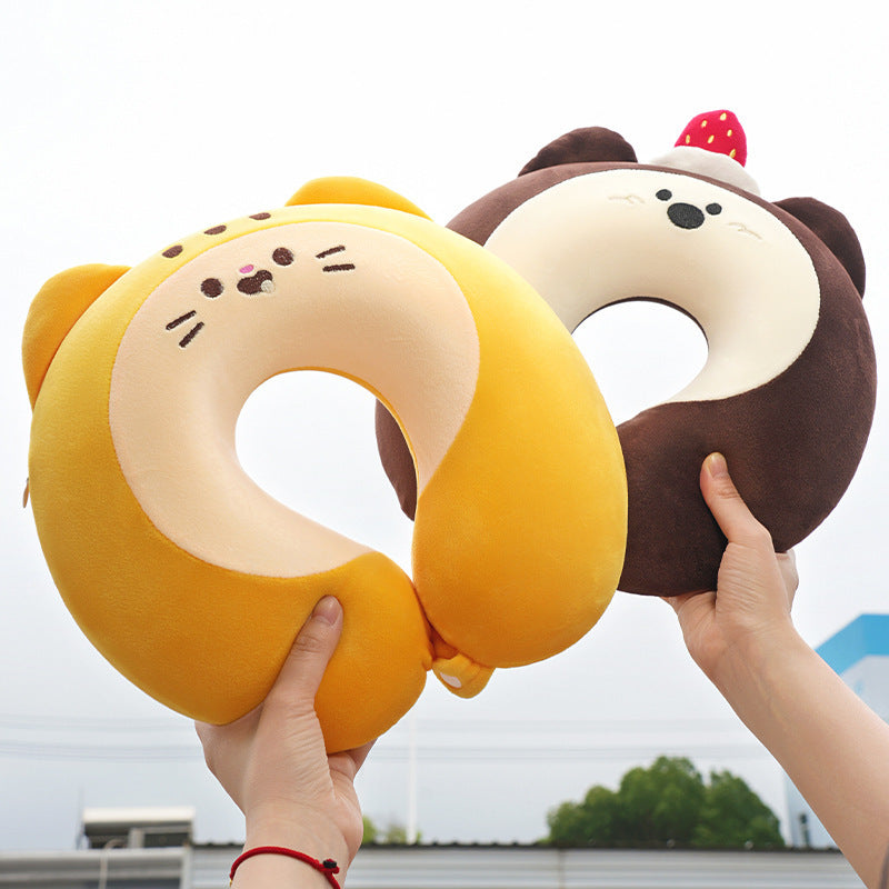 Cartoon Animal U-Shaped Neck Pillow for Travel and Office Napping