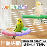Bird Perch with Suction Cup, Sand-Coated Grinding Stick for Parrots and Cockatiels, Chewing Toy and Resting Platform