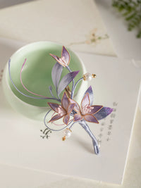 Wisteria Filigree Velvet Flower Brooch for Hanfu and Cheongsam, New Chinese Style Hair Accessory