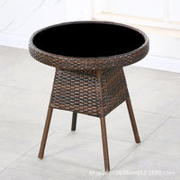 Outdoor Rattan Wicker Bistro Set with Coffee Table for Patio Balcony Garden