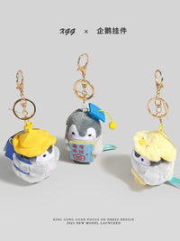 Fluffy Penguin Plush Keychain Backpack Charm