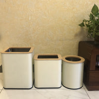 Minimalist Bamboo Lid Trash Can for Kitchen, Living Room, Bathroom, Bedroom, Office