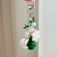 Beaded Christmas Santa Claus & Tree Phone Charm Keychain Bag Ornament