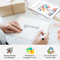 Creative Pastel Birthday Cake Balloon Greeting Cards with Envelopes