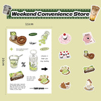 8 Sheets Cartoon Weekend Convenience Store Waterproof DIY Craft Stickers for Journals and Cards