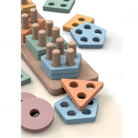 Wooden Geometric Stacking Blocks Educational Toy Set for Early Learning