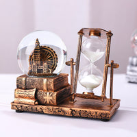 Retro Ferris Wheel Music Box Hourglass with LED Light, Resin Desktop Ornament Gift