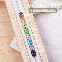 K9 Radiant Cut Pillow Nail Art Rhinestones, 6x8mm Colorful Irregular Pigeon Egg Design