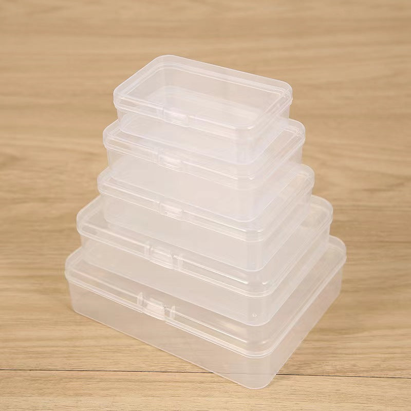 PP Clear Rectangular Plastic Storage Box for Small Parts, Jewelry, and Hardware